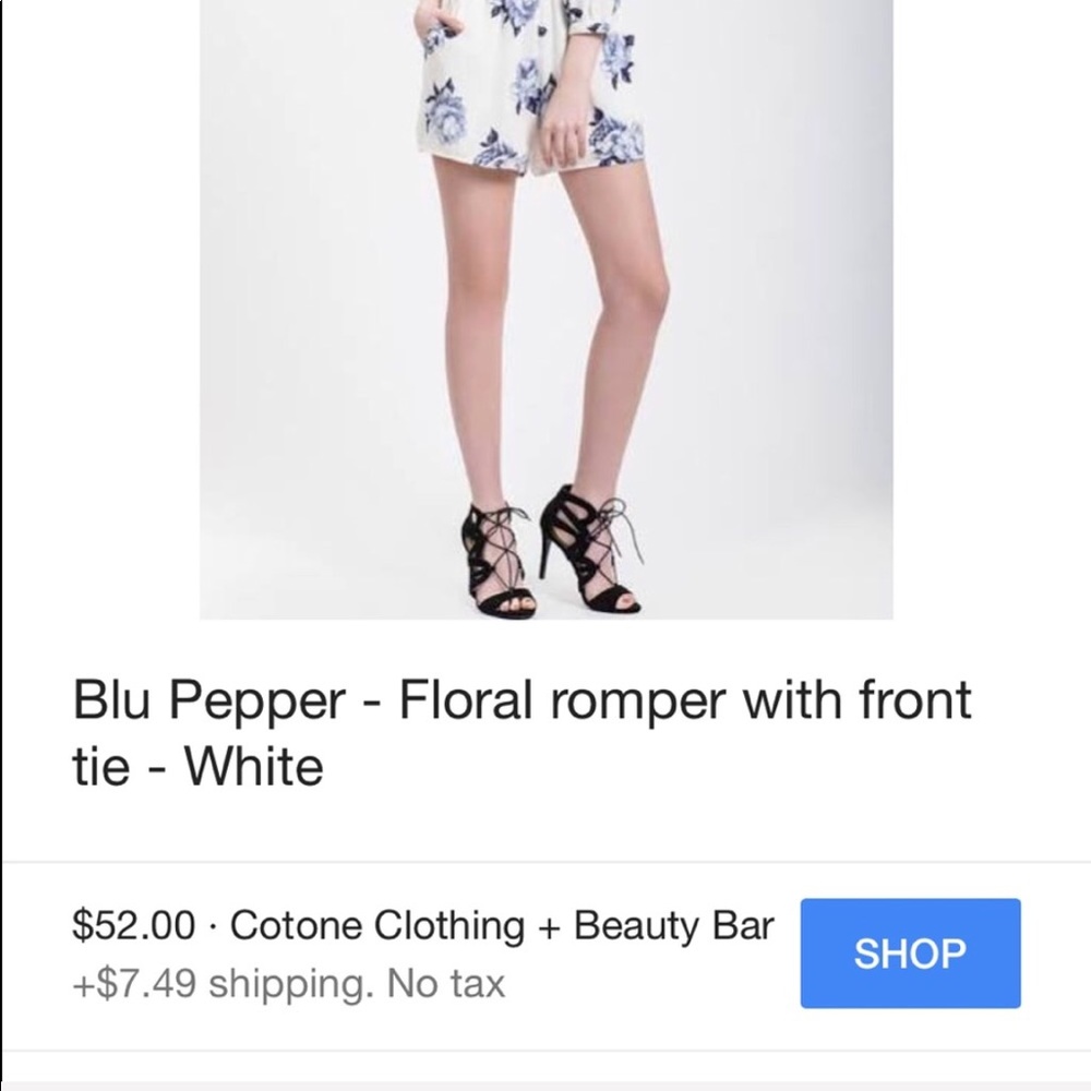 !!BLUE FLORAL BOHO  ROMPER - Picture 6 of 6